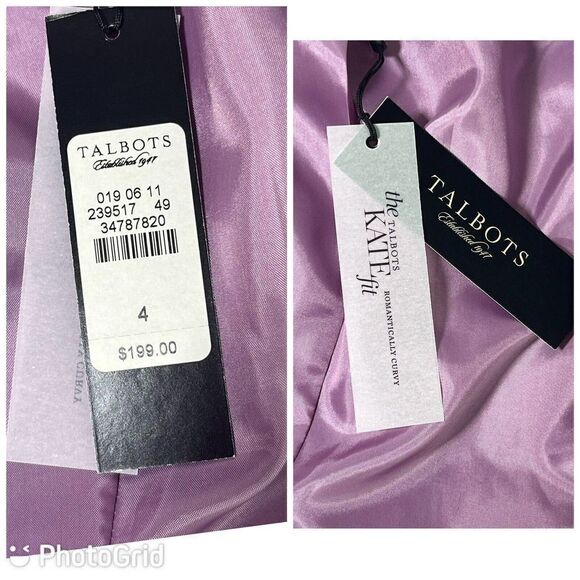 Talbots Womens Purple Tweed Moto Blazer Jacket Size 4 The Kate Zip NWT - Picture 6 of 12